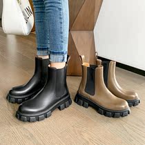  Thick-soled Chelsea boots womens 2021 new British style heightening Martin boots spring and autumn single boots fried street boots