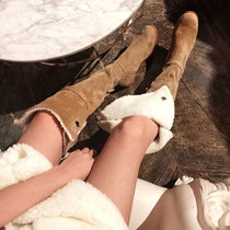  2020 winter new snow boots womens fur one-piece leather boots plus velvet thickened warm lamb hair high boots