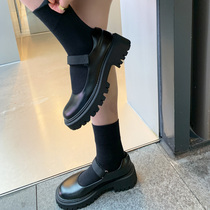  Thick-soled retro Mary Jane small leather shoes womens British style Japanese jk shoes thick-heeled round head word buckle single shoes summer