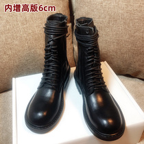  Ann Martin boots womens inner heightening leather boots British style all-match handsome dark mid-tube motorcycle boots tide ins cool