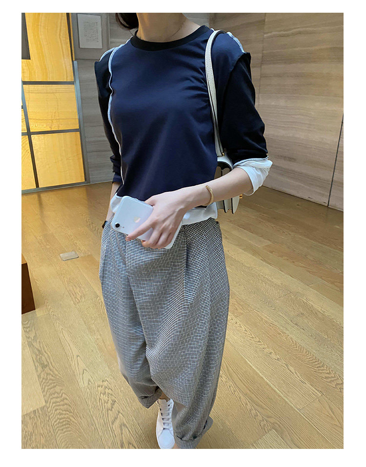 High-waisted, petite, retro checkered conical suit pants for women in the 2022 autumn, with a loose 9-inch Harem design pic 23