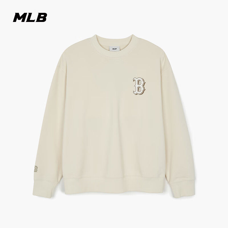 MLB官方情侣复古仿牛仔波普老花圆领运动宽松卫衣24秋冬新款3AMTM15卫衣休闲