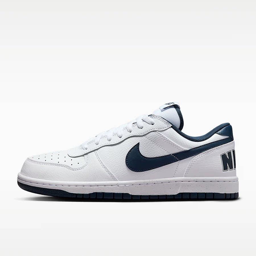 【奥莱剪标款】NIKE BIG LOW耐克复古回潮天花板皮革板鞋白蓝色355152-140