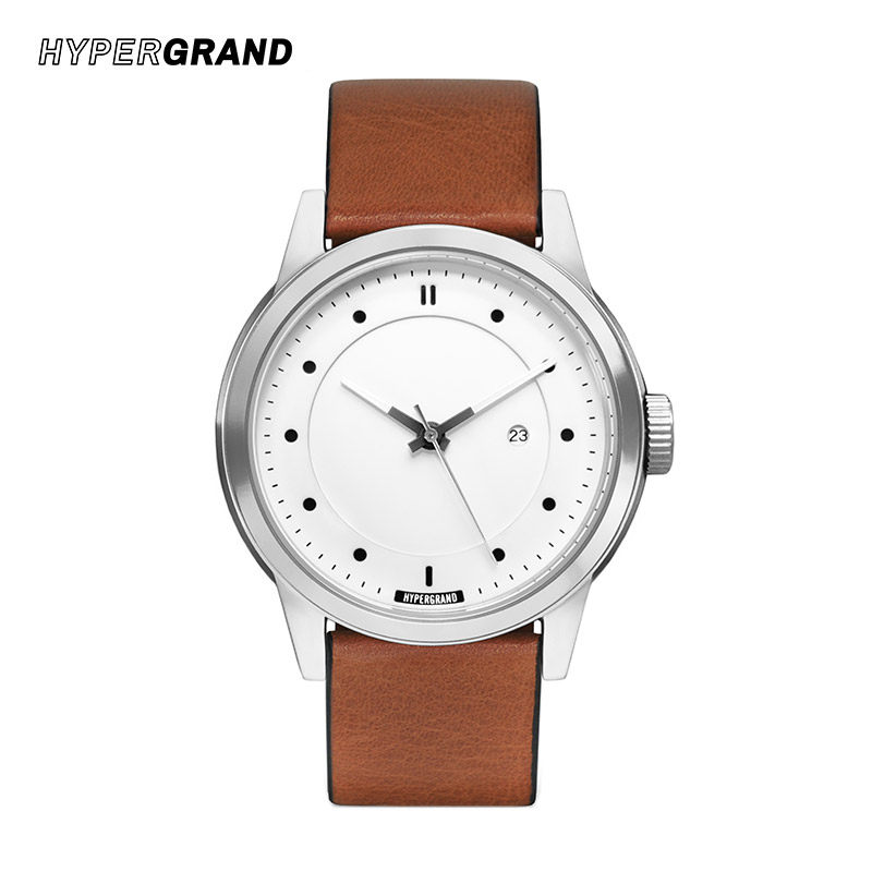 hypergrand哈派格手表男时尚潮流防水简约真皮表带石英大表盘 44mm