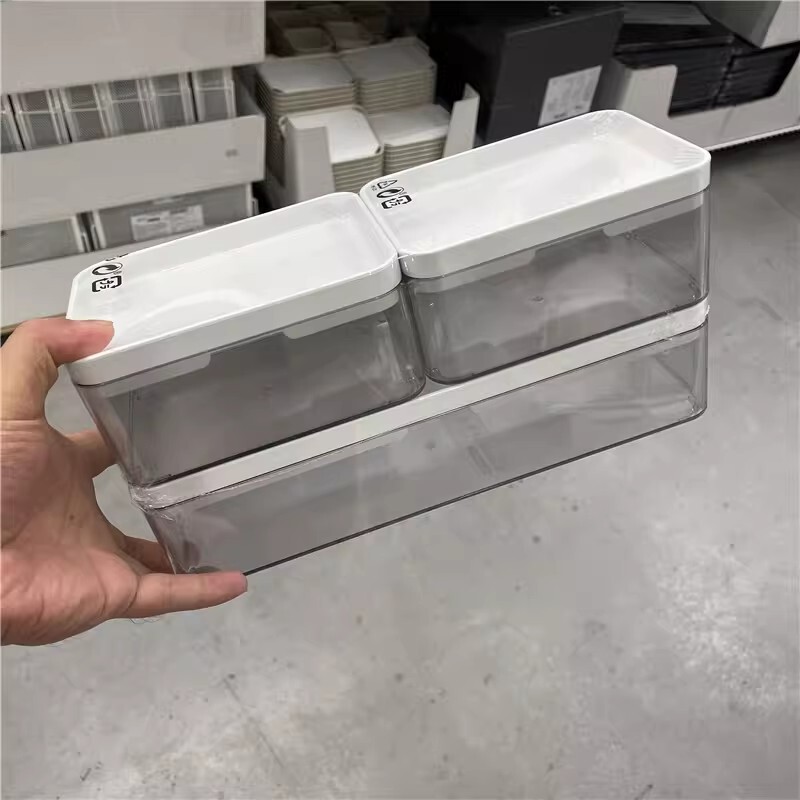 Ikea Storage Box Brugelund Three-Piece Set Storage Box Desktop Makeup Box Transparent Box with Lid Ikea Plastic