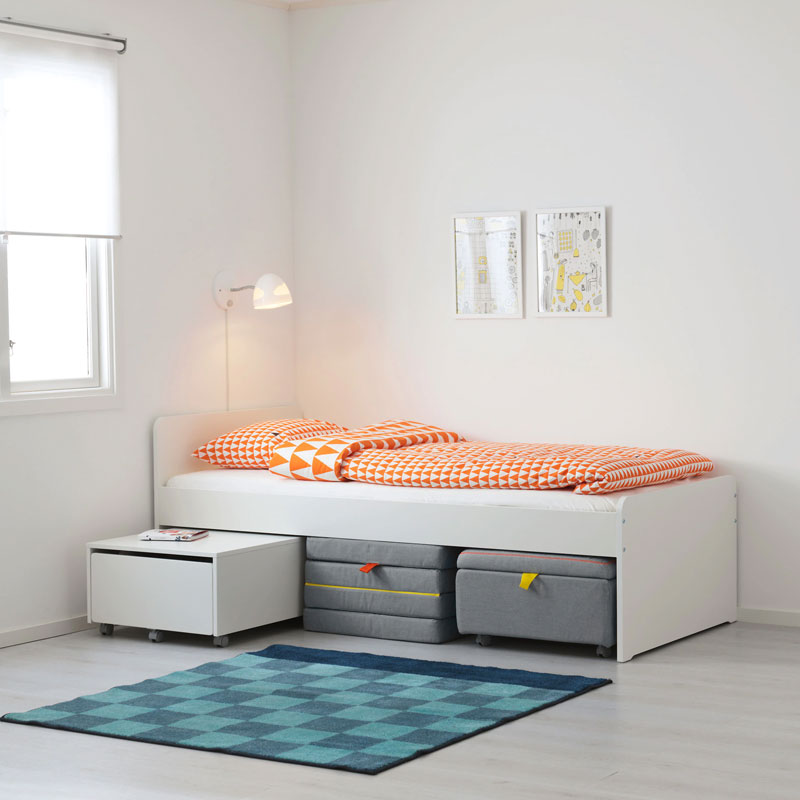 32 IKEA mua Khung giường chùng với tấm ván trượt hiện đại Giường trẻ em tối giản không có hộp lưu trữ - Giường giường ngủ 1 người