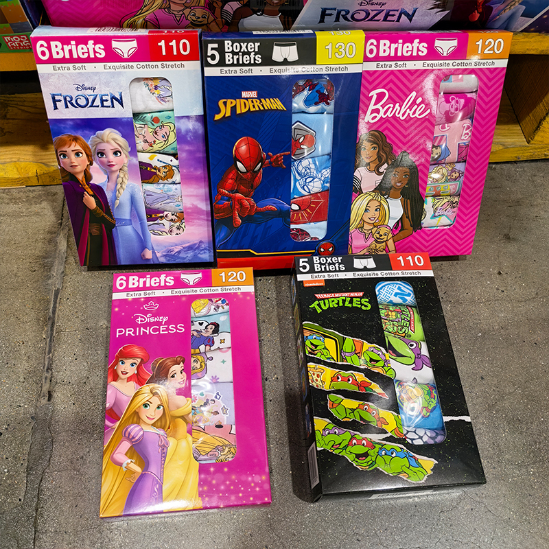 Shan Sam Purchases Handcraft Combed Cotton Children's Underwear Featuring Disney Princesses, Barbie, Frozen, and Spider-Man