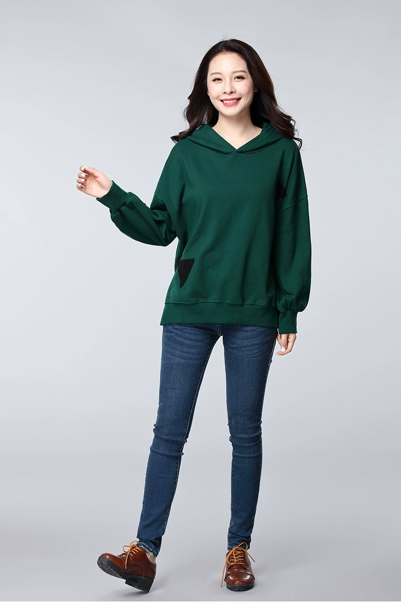 Áo len nữ size lớn mm2019 mùa thu áo len nữ mới trùm đầu Phiên bản Hàn Quốc của áo sơ mi dài tay lỏng lẻo nữ - Áo len