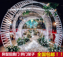 Wedding Celebration Opposite Iron Art Arch Stage Arrangement Props T Table Round Vaulted Door Wedding Backdrop Decorative Door Swing