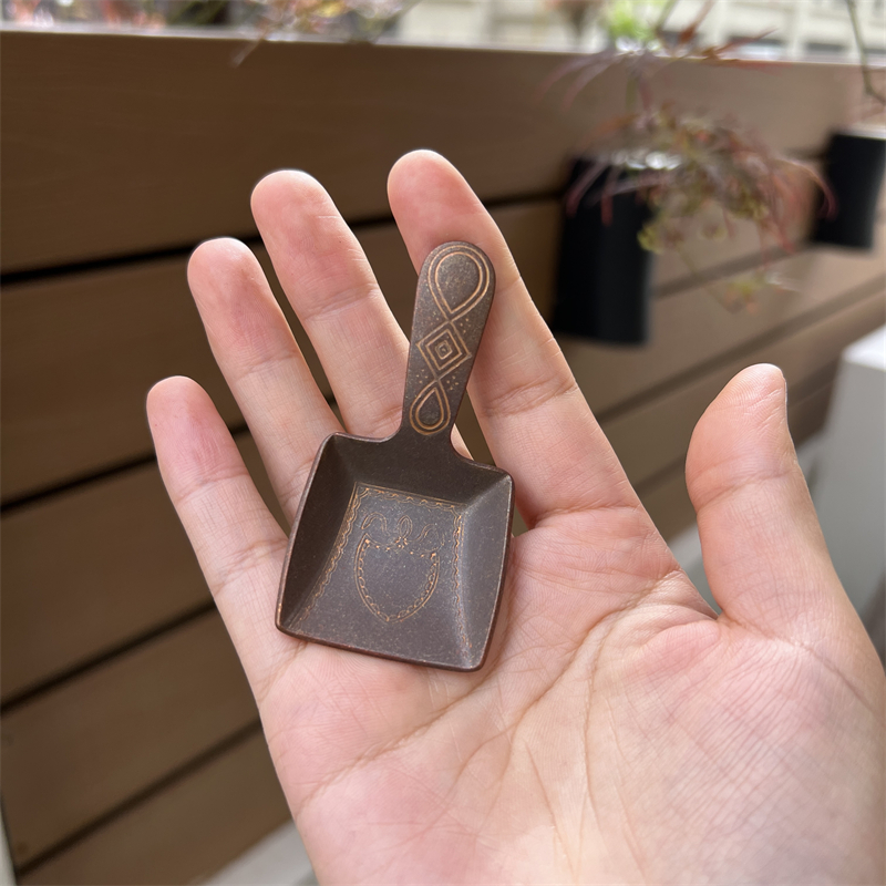 (red copper) Tea spoon with tea spoon single pure copper spoon tea turner tea shovel for tea spoon tea set accessories tea then-Taobao