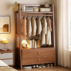 Solid Wood Hanger Floor Coat Rack Bedroom For Home Hanger with Drawer Modern Minimalist Bedside Storage Rack