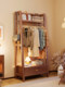 Solid Wood Coat Rack Floor-Standing for Bedroom, Simple Clothes Rack with Drawer, Small Household Clothing Storage Rack