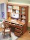 Solid Wood Computer Desk, Home Desk, Bookshelf, Bookcase, Integrated Multi-Functional Study Table, Writing Desk for Middle School Students, Junior High School Students