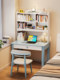 Solid Wood Small Apartment Desk and Bookshelf Combination, Simple Bedroom Home Student Study Desk, Office Computer Desk