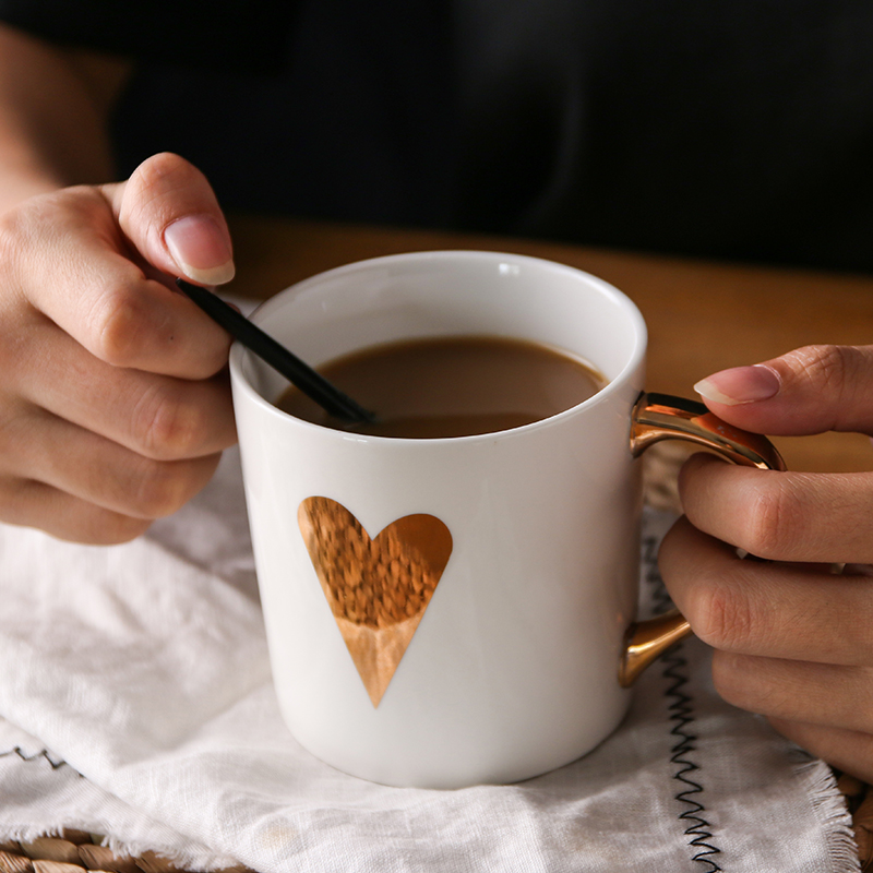 Christmas creative ceramic mug coffee cup couple water cups painted gold simple office home cup breakfast cup