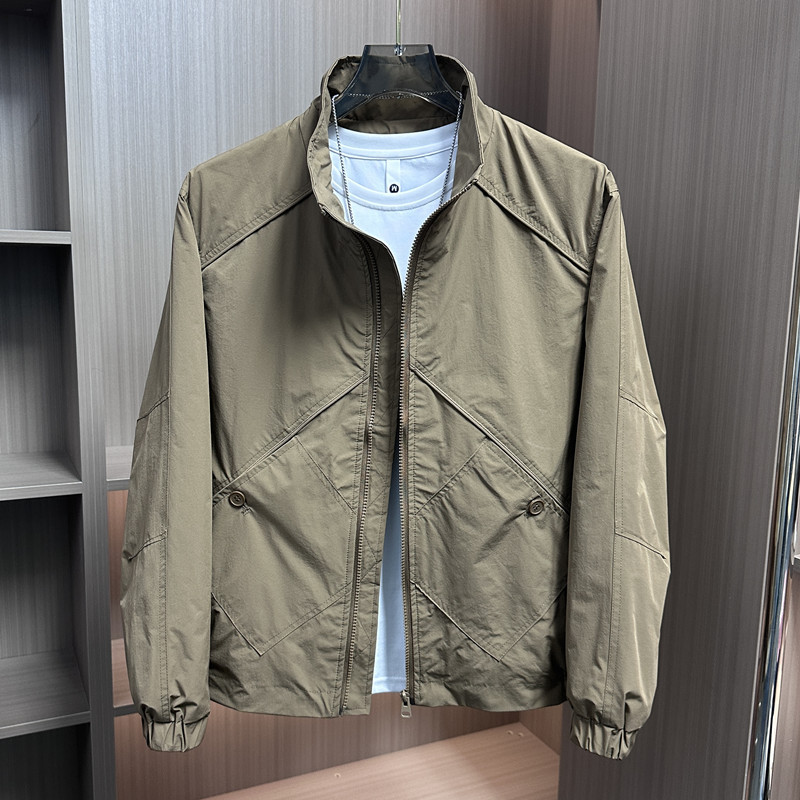 Spring and Autumn Men's Casual Stand-Up Collar Jacket Korean Style Autumn Versatile Workwear Jacket Men's Trendy Fashionable Handsome Top Spring and Autumn Men's Casual Stand-Up Collar Jacket Korean Style Autumn Versatile Workwear Jacket Men's Trendy Fashionable Handsome Top