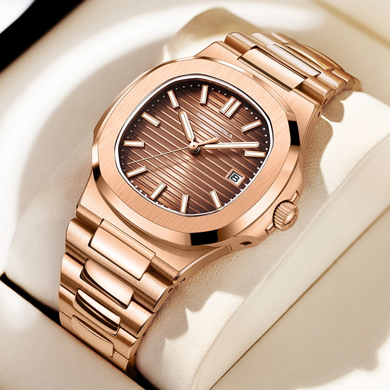 Luxury Swiss Nautilus Watch for Men, Fully Automatic Mechanical Watch, Luminous, Patek Philippe Style, Trendy Men's Top Ten Fashion Brands