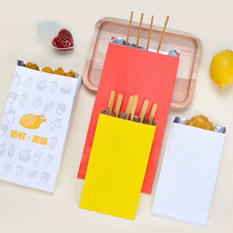 Disposable Barbecue Aluminum Foil Bag Insulation Greaseproof Paper Bag Cow Leather Tin Paper Bag Fried String Packed Bag Gluten Oil Strip Bag