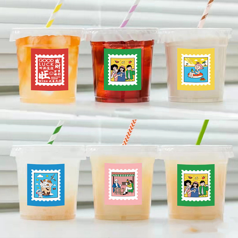 Thickened disposable non-dry adhesive sticker meal kit Waist Seal Strap Seal Sticker Takeaway Package Salad Case 50 