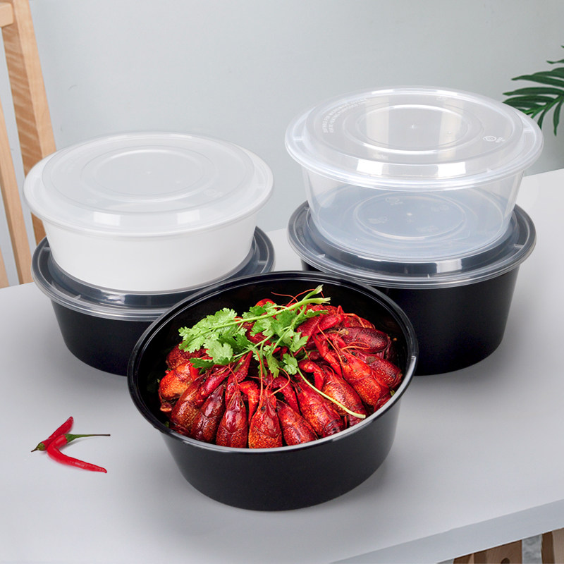 Thickened Disposable Meal Kit Hotpot Packing Box Plastic Round Acid Vegetable Fish Small Lobster Case Cooking Bowl Water Cooking Fish Box