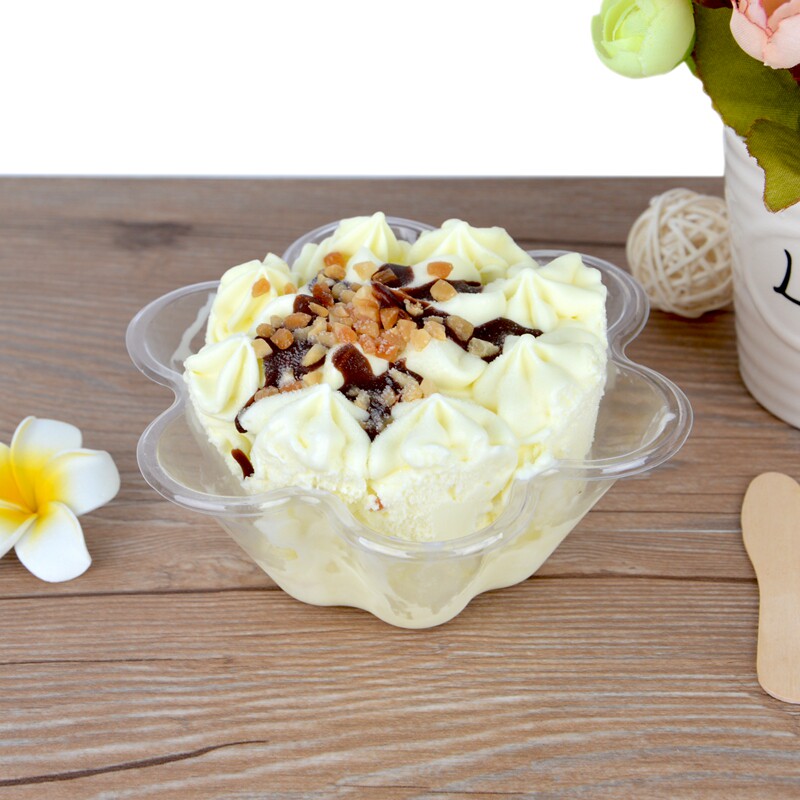 Disposable plastic plum shaved ice bowl KFC smoothie fruit bowl salad bowl ice cream bowl 100 pieces