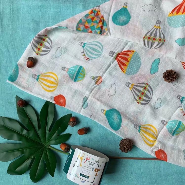 ins watercolor series gauze towel animal pattern baby bamboo cotton quilt bath towel wrap reactive printing blanket