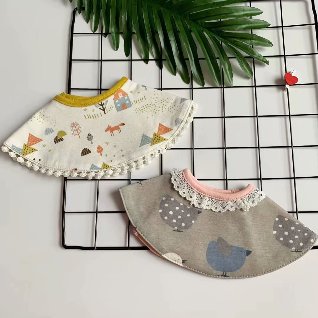 Korean version of the new round cotton bib baby double cotton saliva towel 360 degree bib false collar