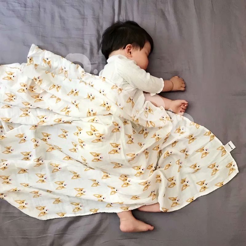 ins newborn gauze blanket dog year cute custom made kökki double yarn bamboo cotton swaddle baby cover blanket