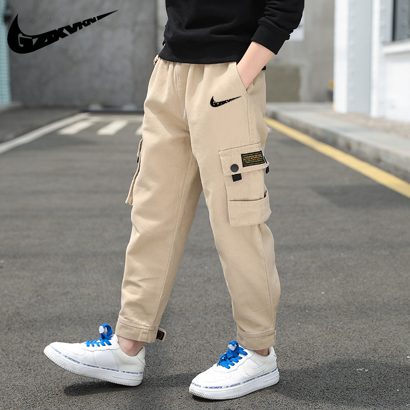 Nike ton tide boys overalls spring and autumn 2022 new medium and large children's clothing tide brand cotton casual long pants