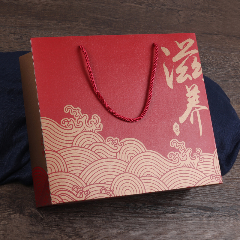 Red Nourishing Tote Bag, Fish Gelatin and Sea Cucumber Tonic Gift Bag, Wood Grain Paper Bag, Precious Gift Bird's Nest Hand-Carrying Universal Bag Red Nourishing Tote Bag, Fish Gelatin and Sea Cucumber Tonic Gift Bag, Wood Grain Paper Bag, Precious Gift Bird's Nest Hand-Carrying Universal Bag