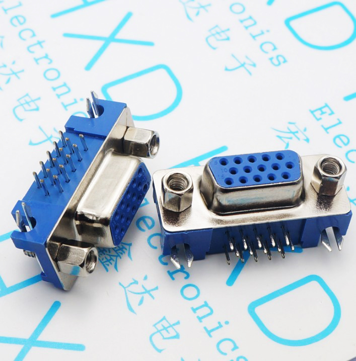 VGA socket 3 08 DR15P mother head triple-row 15-pin 90-degree bending foot welded plate DB15 hole-Taobao