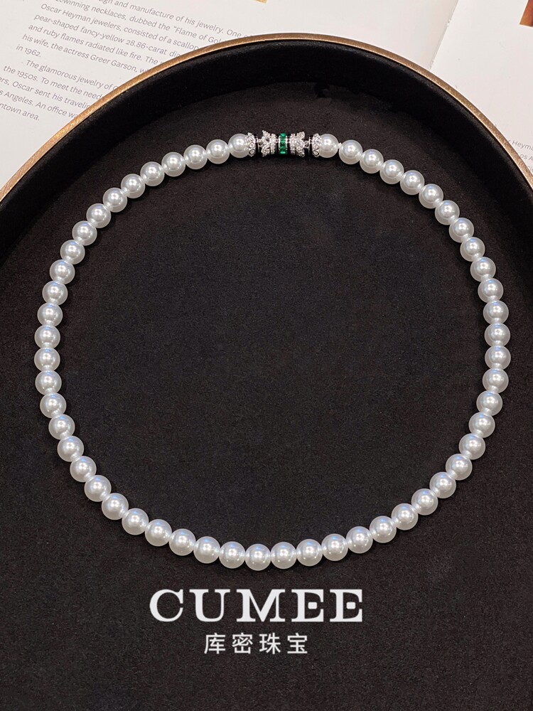 银饰吊坠 cumee 春上新 日常百搭款卡10人工澳白贝珠项链.银镀金
