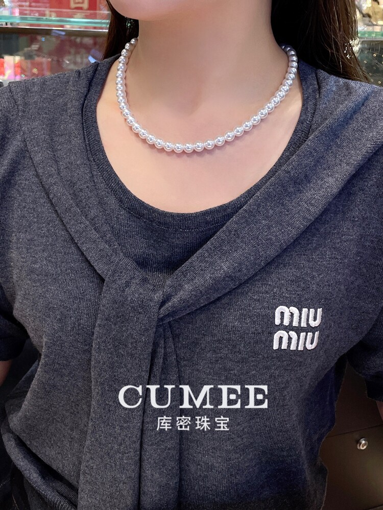银饰吊坠 cumee 春上新 日常百搭款卡10人工澳白贝珠项链.银镀金