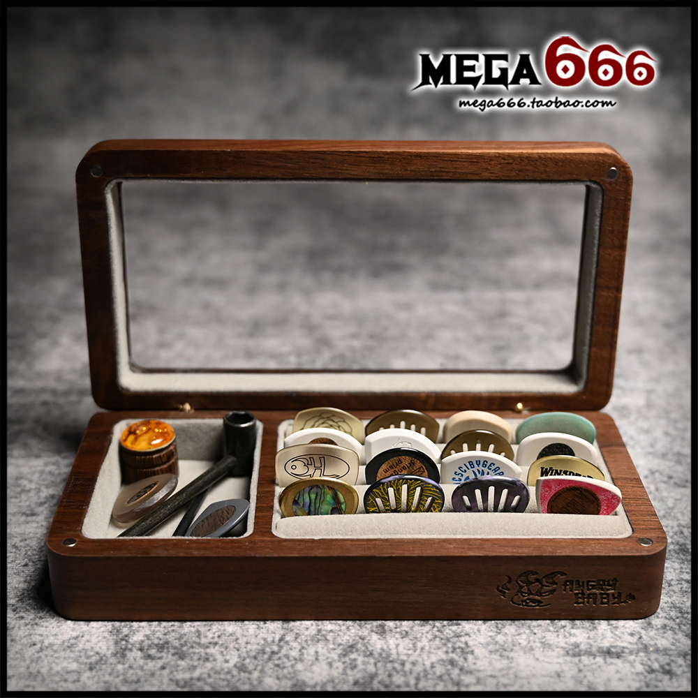 【mega666】ウォールナットピックスタンド アングリーベイビー ギターピックボックス ギフト