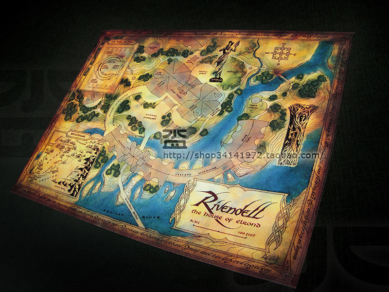 Referring to the ring King Power's ring of Rivendell Rivendell The Fairy Map Decoration Painting-Taobao
