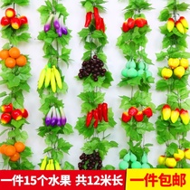 Pepper layout restaurant hanging plastic orange pendant vegetable shop Flower Vine ceiling simulation fruit rattan ceiling