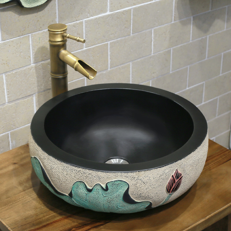 Chinese wash basin Modern simple round art washroom powder room Small wash basin Lotus table basin