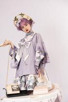 (Full stock in stock) Two-color Taoxing jacket-season and summer love poems and Japanese style purple printing Japanese style collocation