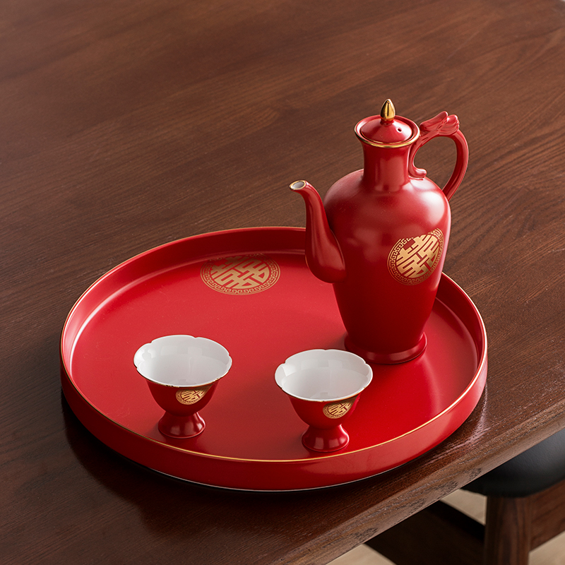 Hanhong wedding toast cup pot wine set red double happiness pair cup small goblet wedding hand cup wine