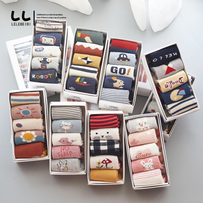 Newborn baby socks pure cotton spring and autumn thin section autumn and winter boys and girls baby newborn children mid-tube floor socks