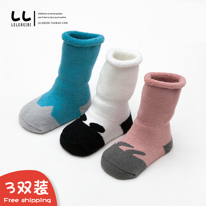 Baby socks autumn and winter pure cotton 1 year old 0-3 newborn children boys and girls baby winter thickened warm stockings