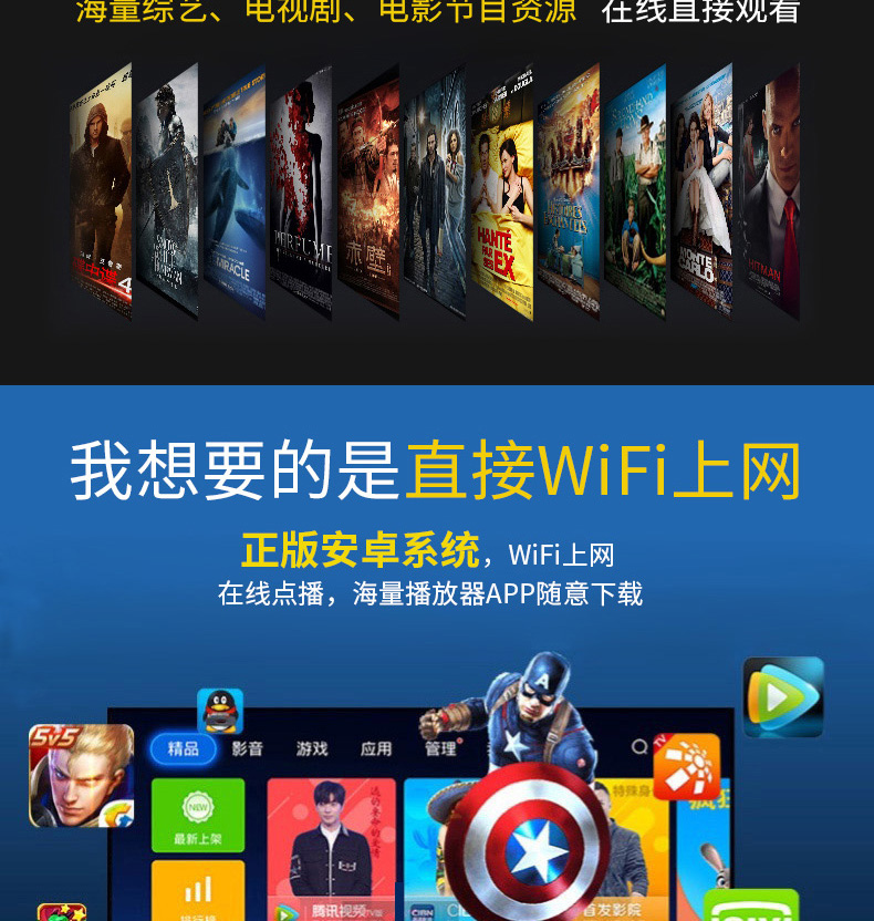 轰天 Máy chiếu DLP800W wifi nhỏ không dây HD không có màn hình TV Máy chiếu thông minh Android máy chiếu tại nhà hộp set-top