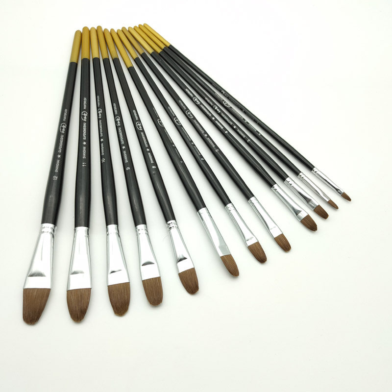 Long rod boutique wolf cents oil painting pen water powder watercolor pen round flat head peak acrylic paint painting practical pen