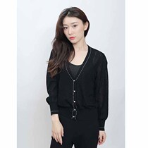 Autumn and winter new counter Olinya bamboo fiber long-sleeved single V-neck wool cardigan outer wear FYN4202