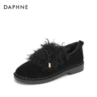 Daphne/Daphne 2018 Winter New Leather Flat Flat Leisure и бархатная обувь для волос.