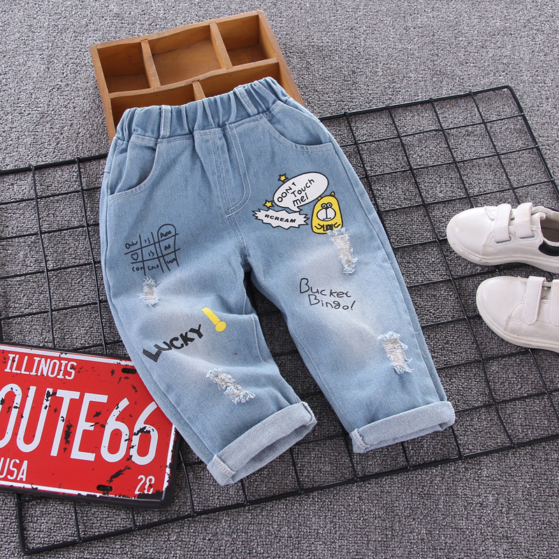 Boy Jeans Long Pants Long Pants Autumn Clothing Spring Autumn Autumn Style Children 1 year olds 3 Children Baby Boomers Baby Boomers