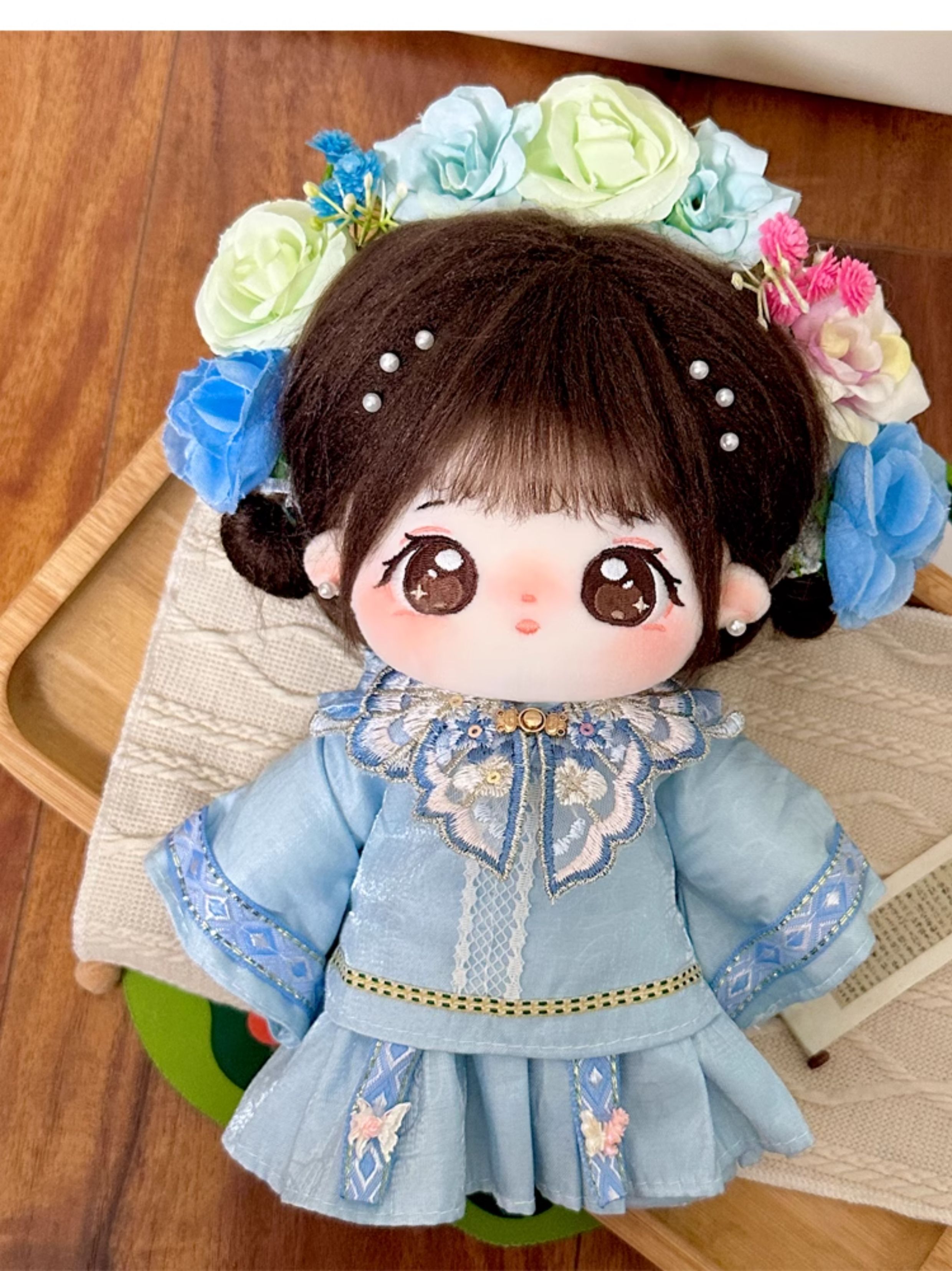 巧芙棉花娃娃正版女20cm公仔玩偶簪花汉服娃衣可换装古风衣服套装