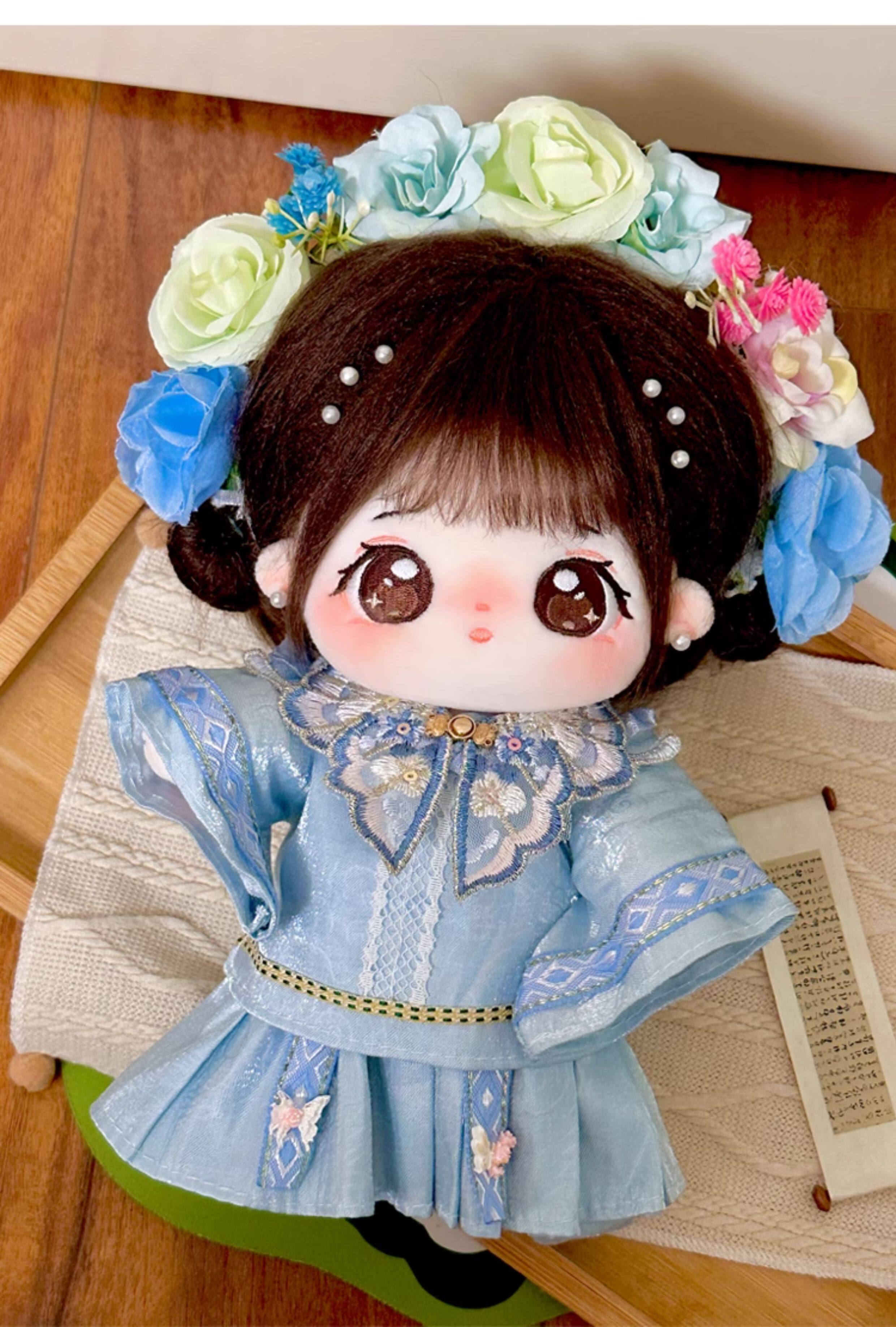 巧芙棉花娃娃正版女20cm公仔玩偶簪花汉服娃衣可换装古风衣服套装