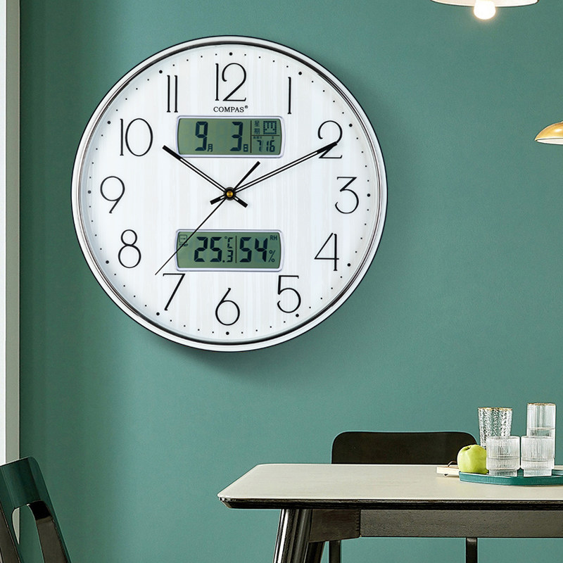 Combas Clock Wall Clock Living Room Modern Mute Minimalist Calendar Clock Perpetual Calendar Quartz Clock Home Radio Clock