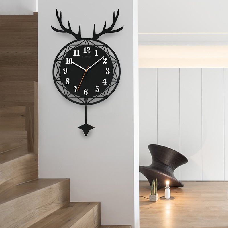 Camba Silk Watch Hanging Clock Living Room Nordic Deer Head Light Extravagant Internet Red Hanging Watch Fashion Creative Clock Home Quartz Clock